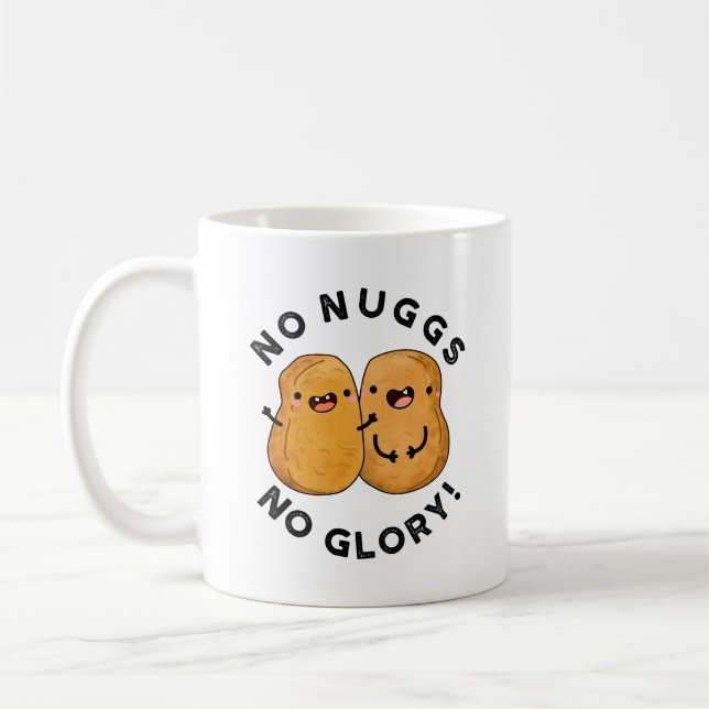 Inga Nuggs ingen Glory Funny Nuggets Pun Kaffemugg (Vänster)