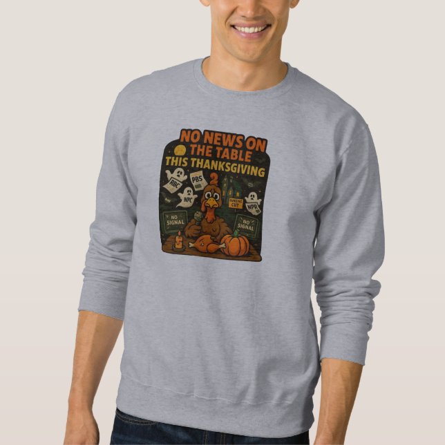 Inga nyheter på Bord Den här Thanksgivingen Lång Ärmad Tröja (Framsida)