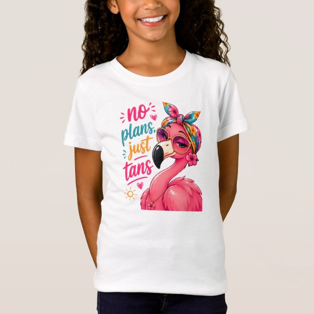 Inga planer bara solbränna - Sassy flamingo med so T Shirt (Framsida)