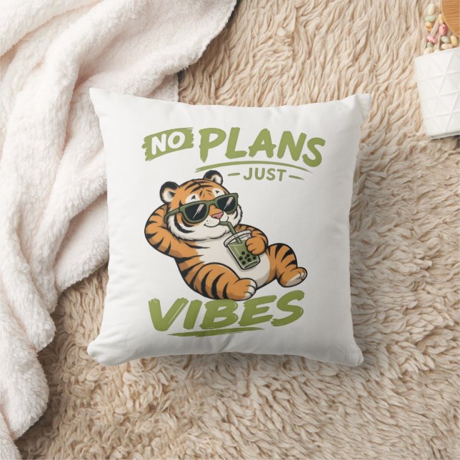  Inga Planer Bara Vibrationer Tiger  Kudde (Filt)