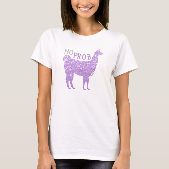 Inga Prob Llama Light Lila Sparkles T Shirt (Framsida)