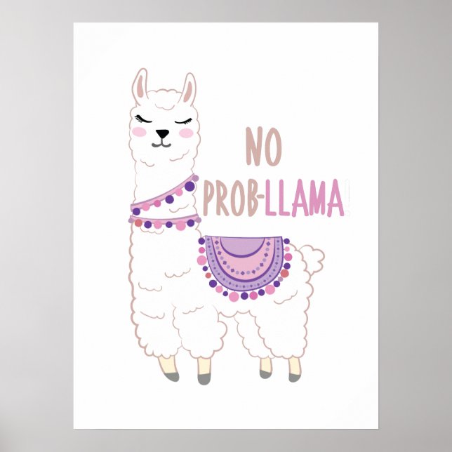 Inga Probllama Llama Funny Poster (Framsidan)