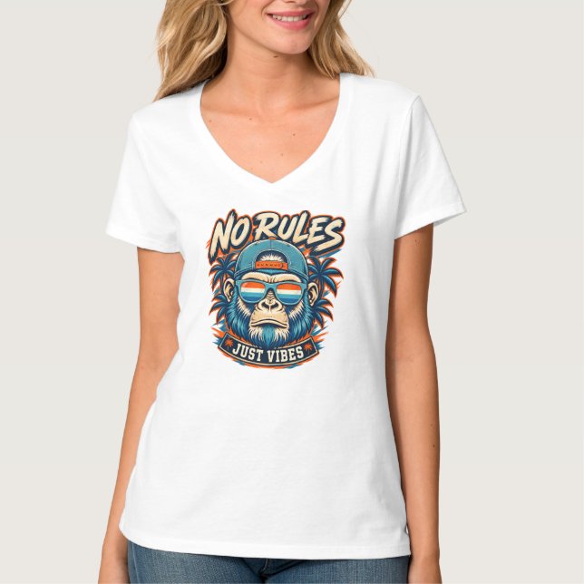 Inga Regler Monkey Damtröja T Shirt (Framsida)