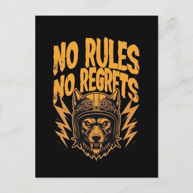 Inga Regler - Vargens Biker - grafik Vykort (Framsida)