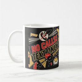Inga samtal, endast text kaffemugg