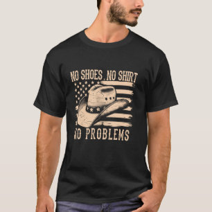 Inga skon utan Westernt antal av cowboyer utan skr T Shirt