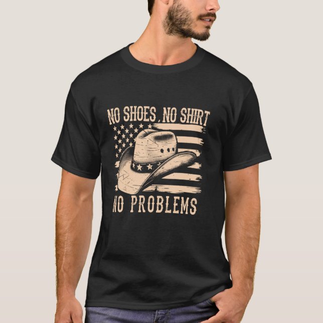 Inga skon utan Westernt antal av cowboyer utan skr T Shirt (Framsida)