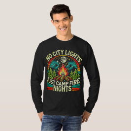 Inga Stadsljus Bara Lägger Eld Nätter Retro Campin T Shirt