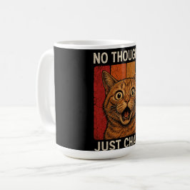 Inga Tankar Bara Kaos Orange Katt Meme Design Kaffemugg