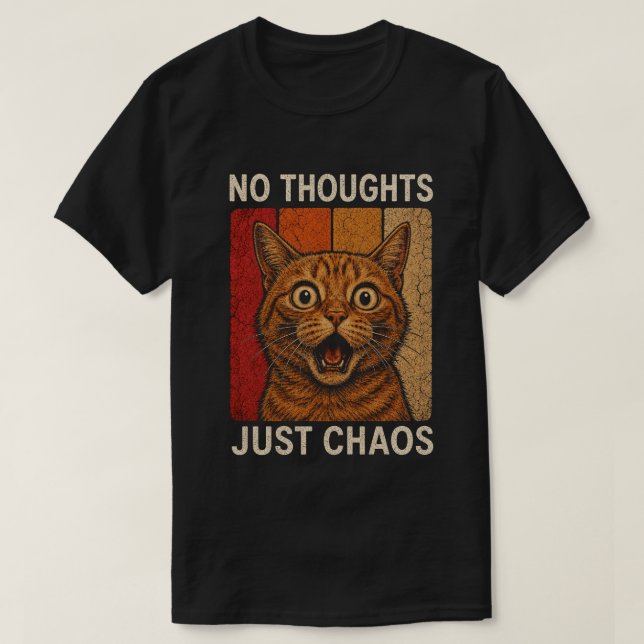 Inga Tankar Bara Kaos Orange Katt Meme Design T Shirt (Design framsida)