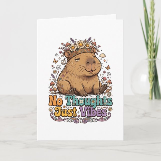 Inga tankar bara vibbar capybara  kort (Framsida)