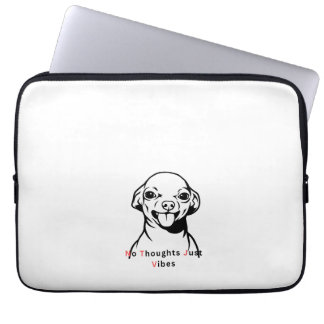 Inga Tankar Bara Vibrationer Rolig Hund Meme Desig Laptop Fodral