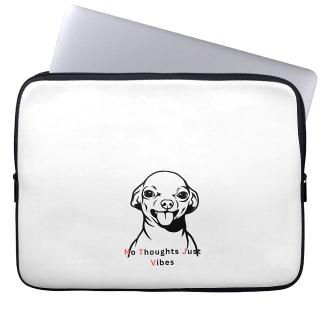 Inga Tankar Bara Vibrationer Rolig Hund Meme Desig Laptop Fodral (Framsidan)