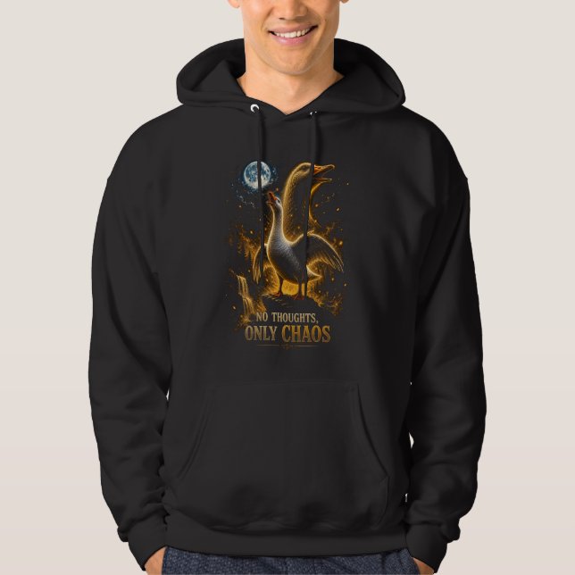 Inga Tankar Endast Kaos Rolig Gåspresent Hoodie (Framsida)