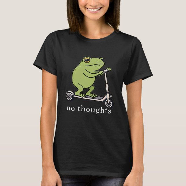 Inga Tankar Groda Scooter Roligt Meme  T Shirt (Framsida)