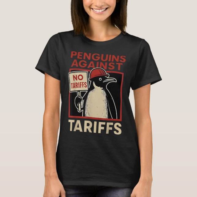 Inga tariffer Penguin protesterar mot Penguins ang T Shirt (Framsida)