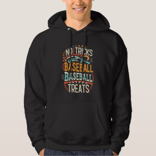 Inga trick bara Baseball Treats Halloween Baseball Hoodie