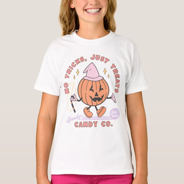 Inga trick bara behandlar Spooky Candy Co Hallowee T Shirt (Framsida)