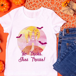 Inga trick bara behandlar Spooky Castle Halloween T Shirt
