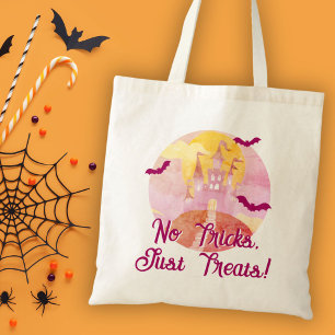 Inga trick bara behandlar Spooky Castle Halloween Tygkasse
