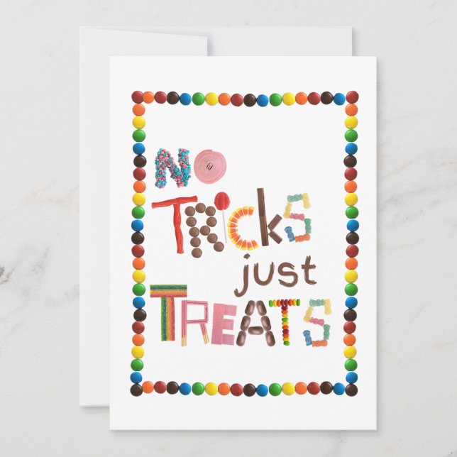 Inga trick bara Treats Halloween Candy Inbjudningar (Framsida)