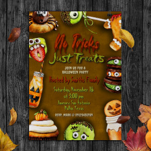 Inga trick bara Treats - Halloween fest Inbjudningar