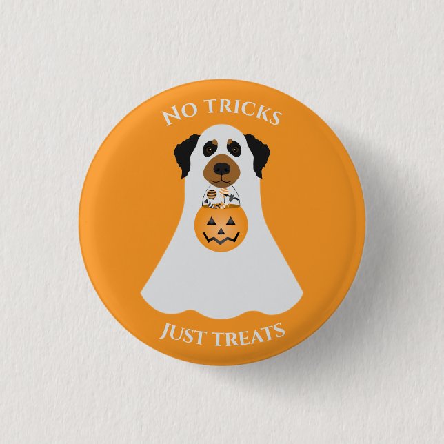Inga trick bara Treats Halloween-Hund Knapp (Framsida)