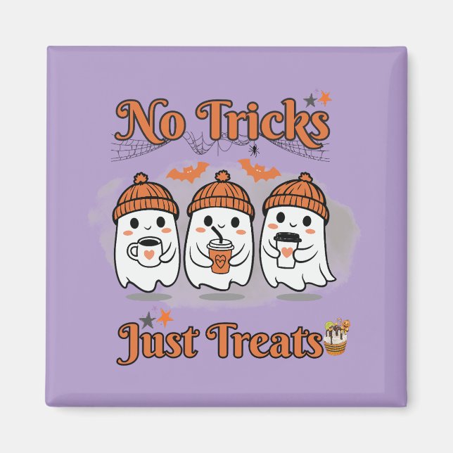 Inga trick bara Treats Halloween Magnet (Framsidan)