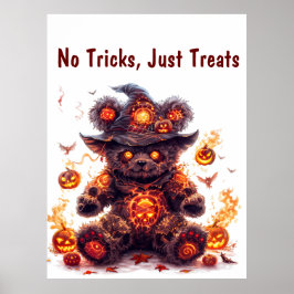 Inga trick, bara Treats. Nalle. Halloween Poster