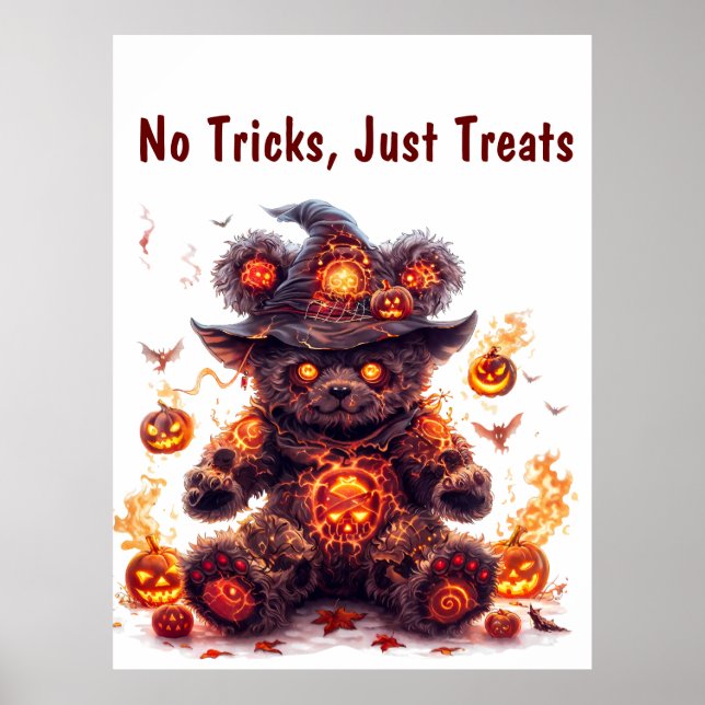 Inga trick, bara Treats. Nalle. Halloween Poster (Framsidan)