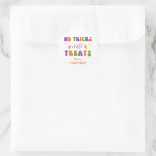 Inga trick bara Treats Retro Halloween Gift Sticke Runt Klistermärke