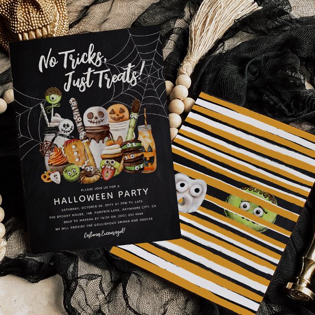 Inga trick, bara Treats Roligt Halloween fest Inbjudningar (Skapare uppladdad)