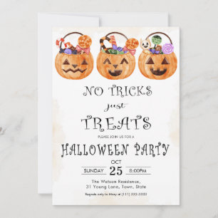 Inga trick behandlar bara Halloween fest Inbjudningar