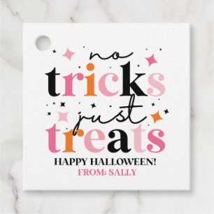 Inga trick behandlar bara Rosa Halloween Gåvor Etiketter