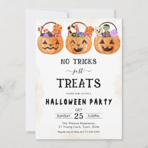 Inga trick behandlar bara scoky Halloween fest Inbjudningar