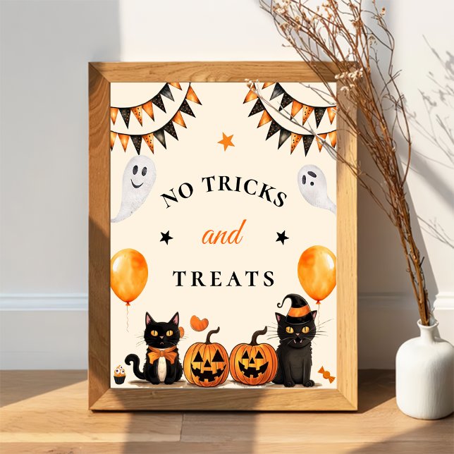 " Inga trick & Treats " Boo Black Cat Halloween Poster (Skapare uppladdad)