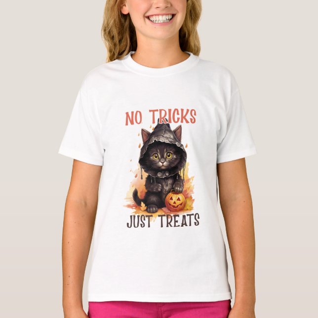 Inga tricks bara behandlar Halloween T Shirt (Framsida)