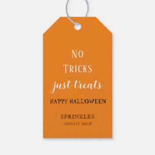 Inga tricks bara gods Halloween-bageri  Presentetikett