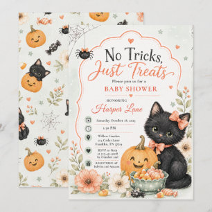 Inga tricks bara godsaker Halloween Baby Shower Ka Inbjudningar