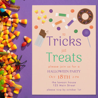Inga tricks bara godsaker Halloween-fest Inbjudningar