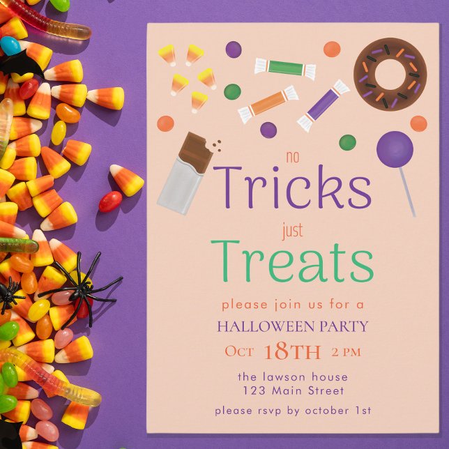 Inga tricks bara godsaker Halloween-fest Inbjudningar (Skapare uppladdad)