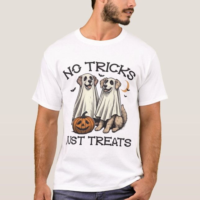 Inga tricks bara godsaker hund Halloween skjorta K T Shirt (Framsida)