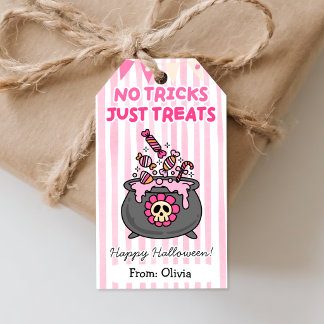 Inga tricks bara godsaker Rosa Halloween presentko Presentetikett