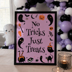 Inga tricks bara Halloween-barnkalasfavor Poster
