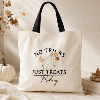 Inga tricks bara rolig Halloween-hund med hallowee Tygkasse