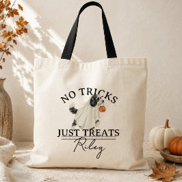 Inga tricks bara rolig Halloween-hund med skämt Pu Tygkasse