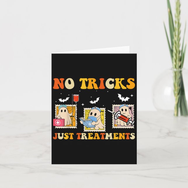 Inga tricks bara S Roligt Halloween-spöke omvårdna Kort (Framsida)