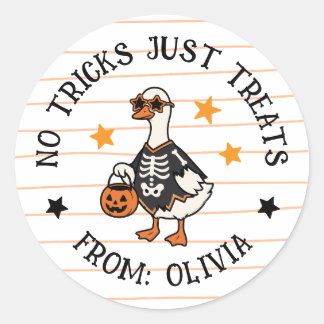 Inga tricks bara trick Halloween-present klistermä Runt Klistermärke