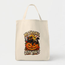 Inga tricks bara vibbar Halloween svart katt pumpa