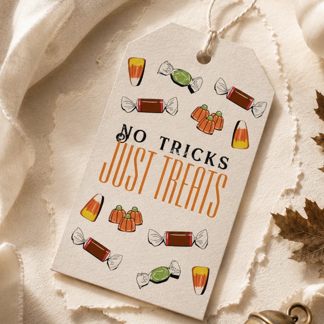 Inga tricks just godsaker Halloween presentpåse ta Presentetikett (No Tricks Just Treats Halloween Gift Bag Tag)